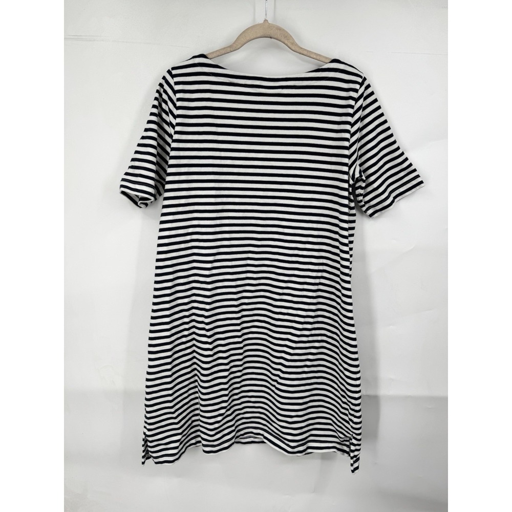 J. Jill White & Navy Striped Mini Shift Dress Women Petite Medium Coastal Beach - Picture 2 of 8